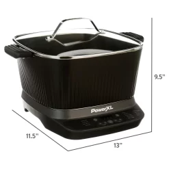Power XL StirMax 7.5 Qt Multi-Cooker with Auto Stir/Shred Paddle and 9 Presets, Matte Black