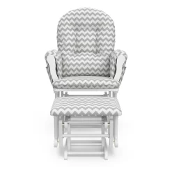 Storkcraft Hoop Infant Nursery Glider and Ottoman, White with Gray Chevron