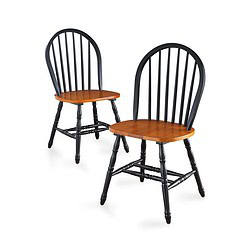 Better Homes and Gardens Autumn Lane Windsor Solid Wood Chairs, Set of 2, Black and Oak