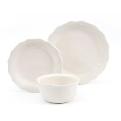 The Pioneer Woman Cowgirl Lace 12-Piece Dinnerware Set, Linen