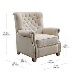 Better Homes & Gardens Tufted Push Back Recliner, Beige Fabric Upholstery