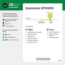 Greenworks Pro 3000 PSI 2-GPM Cold Water Electric Pressure Washer with 5 Spray Tips
