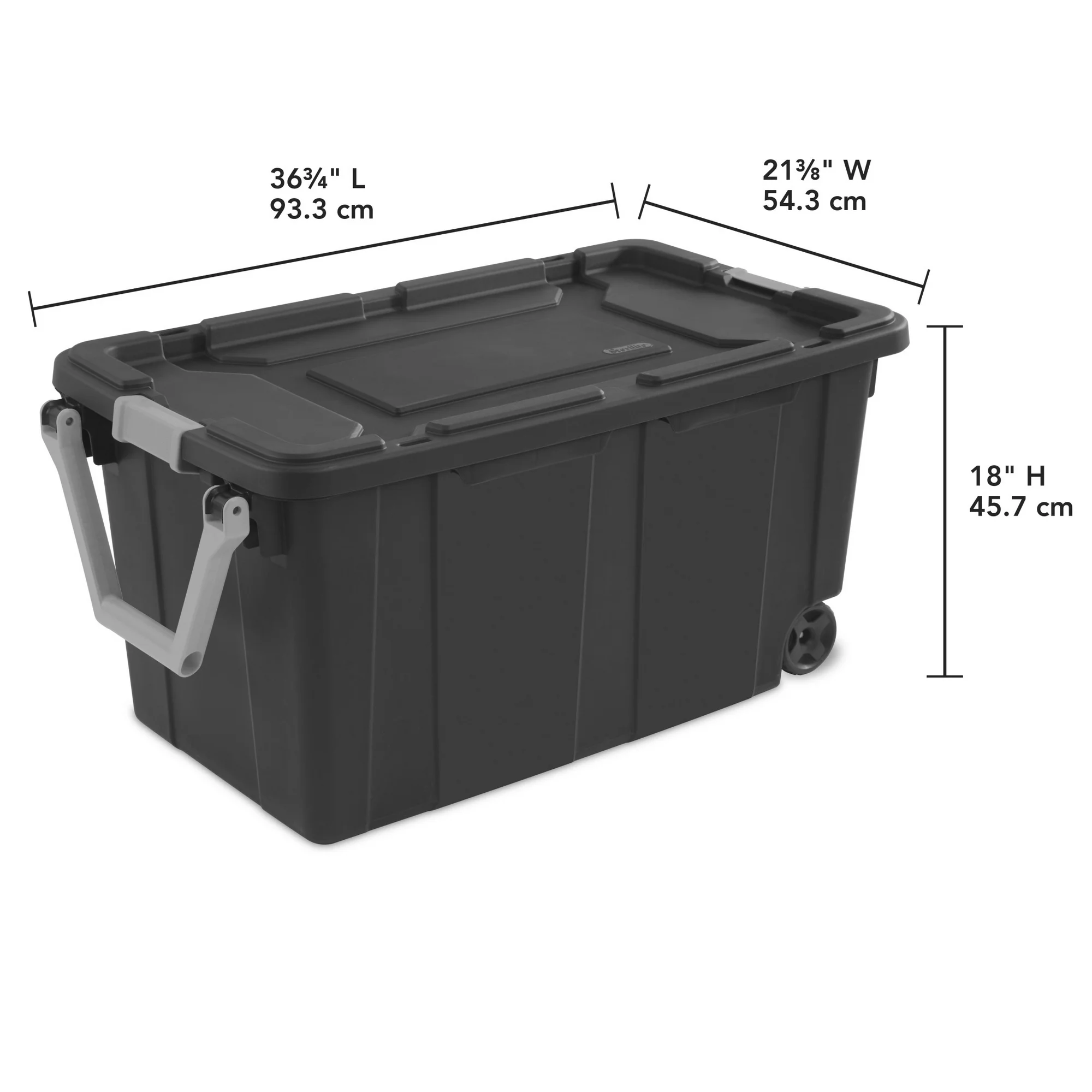 Sterilite 40 Gallon Wheeled Industrial Tote Plastic Adult, Flat Gray, Set of 2