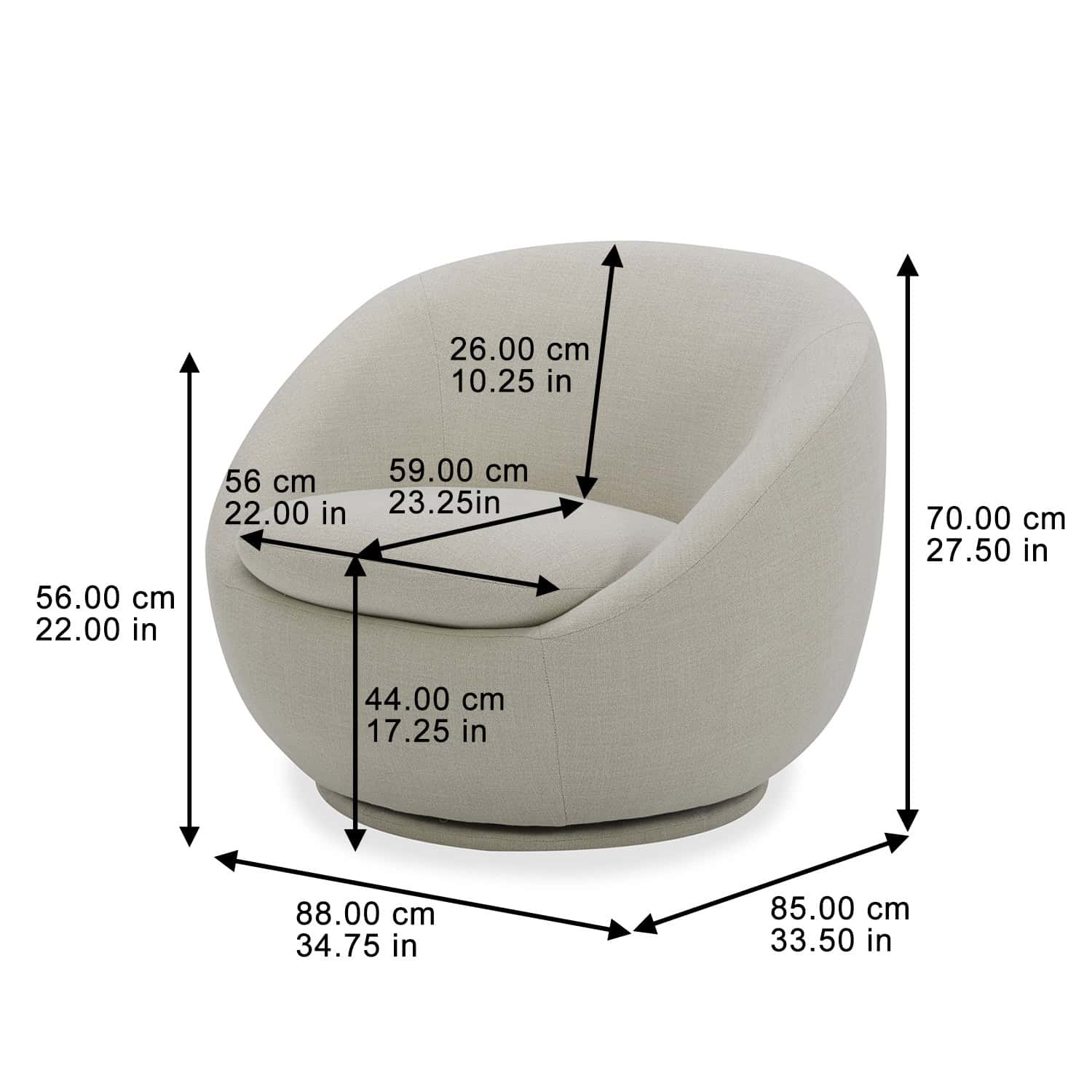 Better Homes & Gardens Mira Swivel Chair, Linen