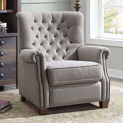 Better Homes & Garden Tufted Push Back Recliner, Gray Fabric Upholstery