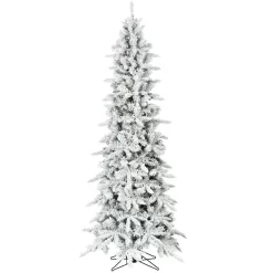 Fraser Hill Farm Unlit 9-ft Mountain Pine Slim Flocked White Artificial Christmas Tree