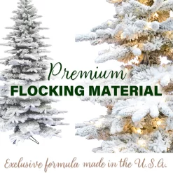 Fraser Hill Farm Unlit 9-ft Mountain Pine Slim Flocked White Artificial Christmas Tree