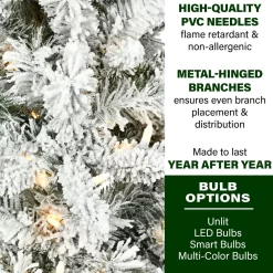 Fraser Hill Farm Unlit 9-ft Mountain Pine Slim Flocked White Artificial Christmas Tree
