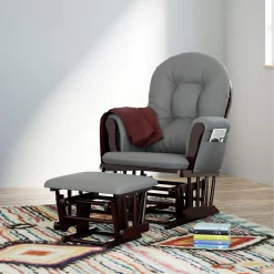Storkcraft Hoop Infant Nursery Glider and Ottoman, Espresso with Gray