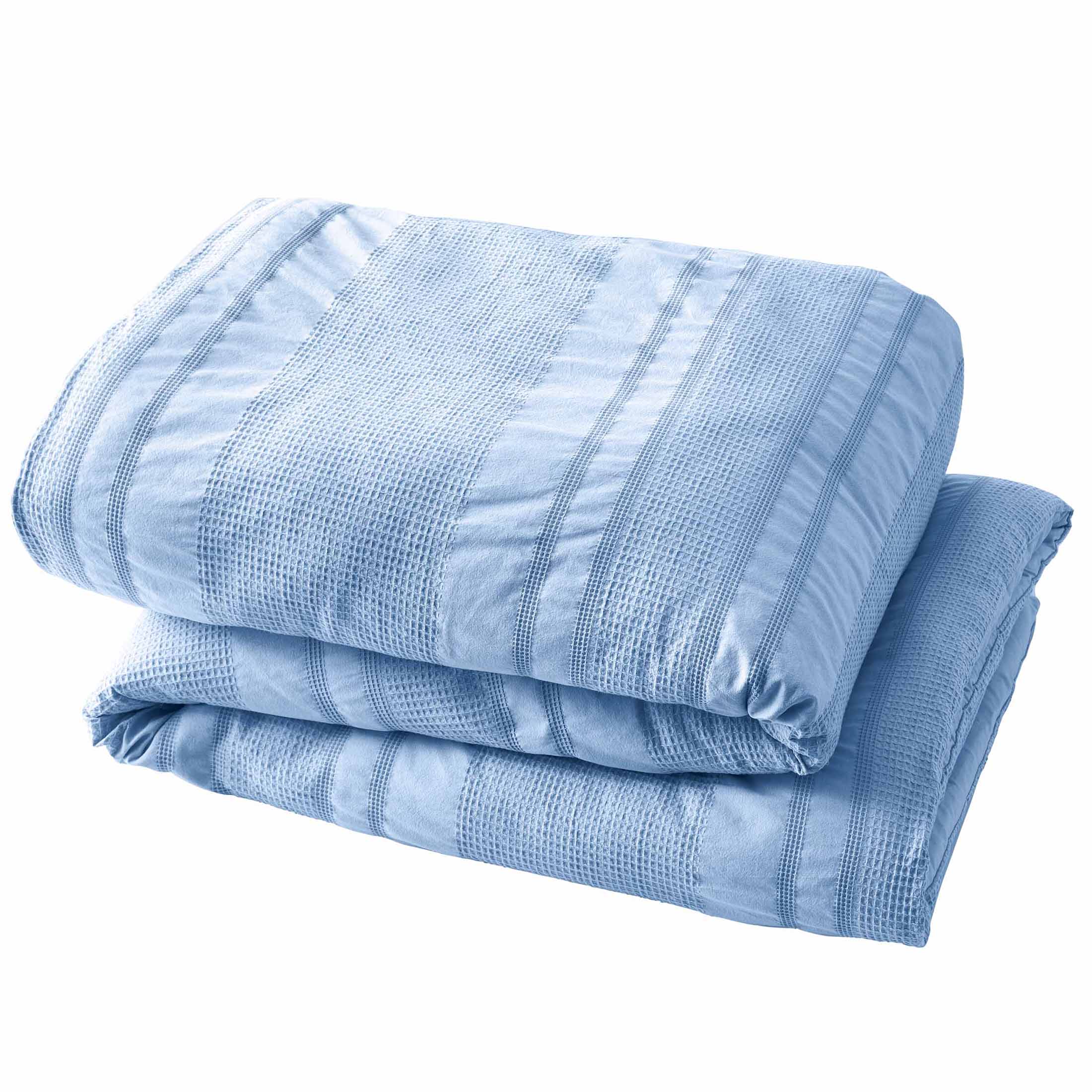 Better Homes & Gardens 3-Piece Blue Waffle Stripe Comforter Set, Adult Full/Queen