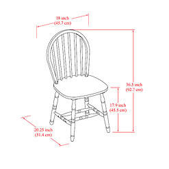 Better Homes and Gardens Autumn Lane Windsor Solid Wood Dining Chairs, White and Oak (Set of 2)