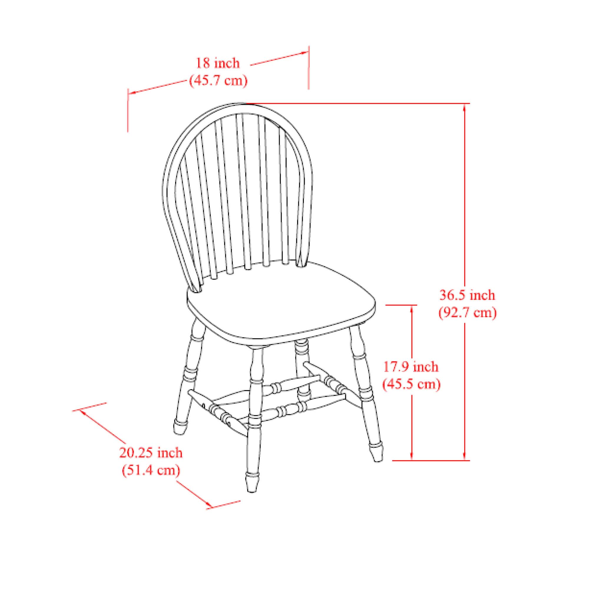 Better Homes and Gardens Autumn Lane Windsor Solid Wood Dining Chairs, White and Oak (Set of 2)