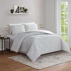 Better Homes & Gardens 3-Piece Silver Abstract Chenille Comforter Set, Full/Queen