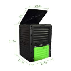 EJWOX Garden Compost Bin from BPA Free Material, 80 Gallon(300 L), Easy Assembling, Large Capacity, Fast Creation of Fertile Soil