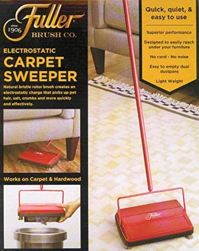Fuller Brush 17052 Electrostatic Carpet & Floor Sweeper - 9" Cleaning Path - Lightweight, Red