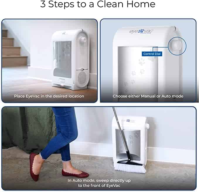EyeVac Pet Touchless Vacuum Automatic Dustpan - Ultra Fast & Powerful, 1400 Watt (White)