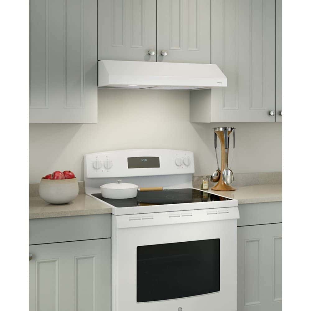 Broan-NuTone BCSD130WW Glacier 30-inch Under-Cabinet 4-Way Convertible Range Hood with 2-Speed Exhaust Fan and Light, White