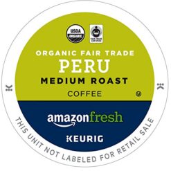 AmazonFresh 80 Ct. Organic Fair Trade K-Cups, Peru Medium Roast, Keurig K-Cup Brewer Compatible