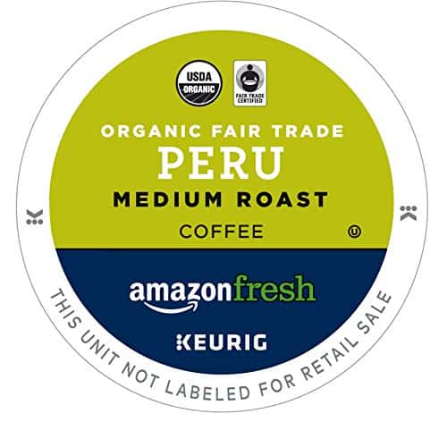 AmazonFresh 80 Ct. Organic Fair Trade K-Cups, Peru Medium Roast, Keurig K-Cup Brewer Compatible