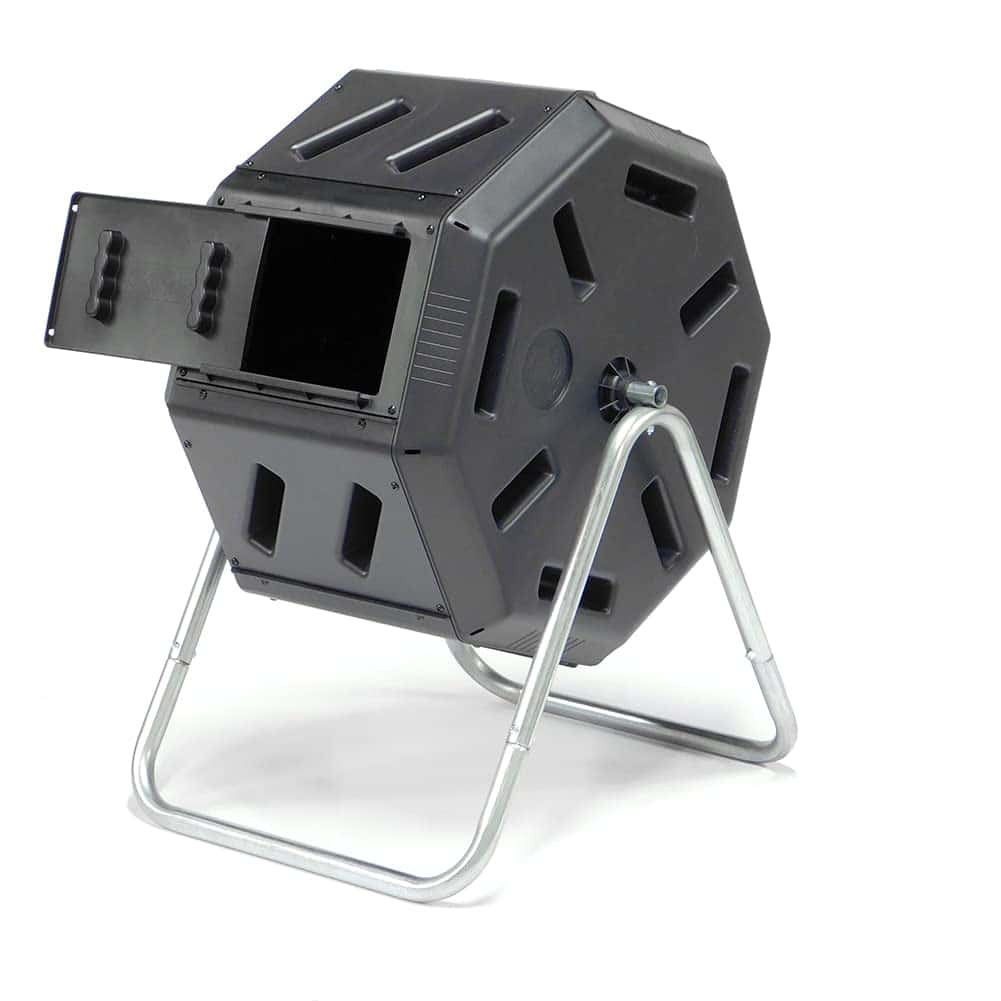 FCMP Outdoor IM2000 Tumbling Composter Canadian, Outdoor Rotating Compost Tumbler Bin, 22 Gallon