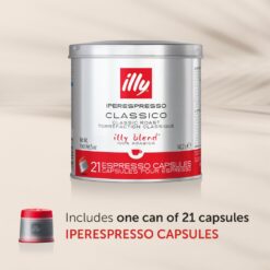 illy Coffee iperEspresso Capsules, Single-Serve Coffee Capsules & Pods, Classico Medium Roast with Notes of Caramel, 21 Count