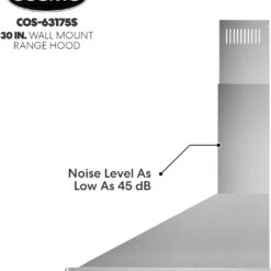 COSMO COS-63175S Wall Mount Range Hood with Ducted Convertible Ductless (No Kit Included), 3 Speed Fan in Stainless Steel (30 inch)