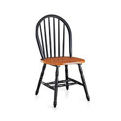 Better Homes and Gardens Autumn Lane Windsor Solid Wood Chairs, Set of 2, Black and Oak