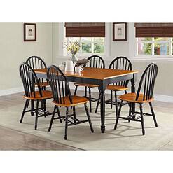 Better Homes and Gardens Autumn Lane Windsor Solid Wood Chairs, Set of 2, Black and Oak