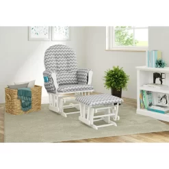 Storkcraft Hoop Infant Nursery Glider and Ottoman, White with Gray Chevron