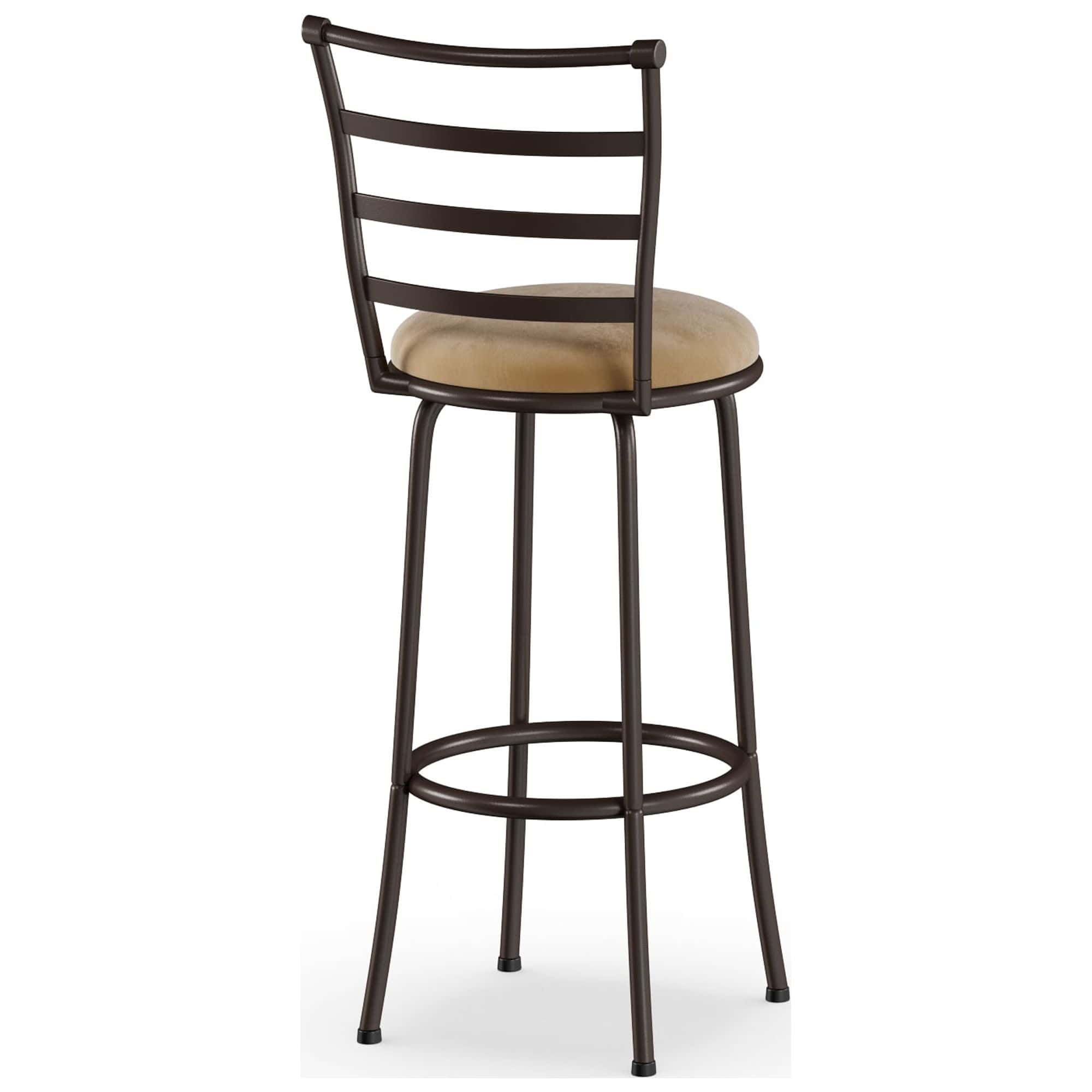 Mainstays 3-Pack Indoor Adjustable 24" or 29" Bronze Ladder Back Swivel Barstool, Tan Microfiber Seat