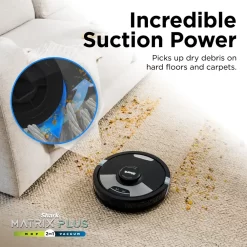 Shark - Matrix Plus 2-in-1 Robot Vacuum & Mop with Sonic Mopping, Matrix Clean, Home Mapping, HEPA Bagless Self Empty, WiFi - Black