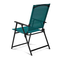 Mainstays Greyson Steel and Sling Folding Outdoor Patio Armchair - Set of 2, Teal