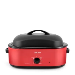 AROMA 18Qt. Roaster Oven with High-Dome Lid, Red