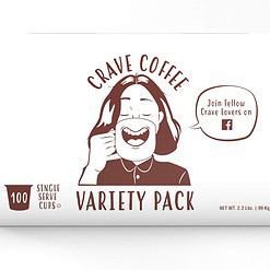 Crave Beverages Flavored Coffee Pods Sampler, Compatible with 2.0 K-Cup Brewers, Assorted Variety Pack, 100 Count