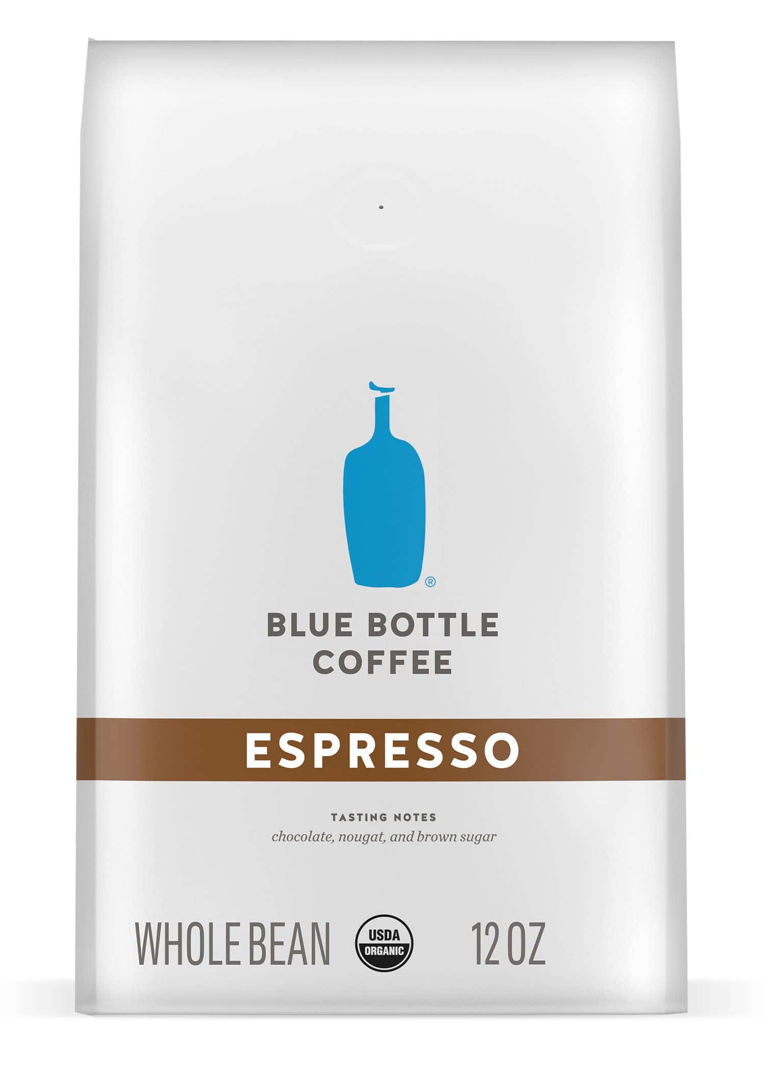 Blue Bottle Whole Bean Organic Coffee, Espresso, Dark Roast, 12 Ounce bag (Pack of 6)