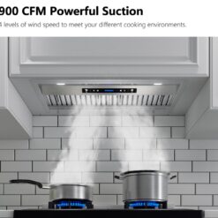 IKTCH 30 inch Built-in/Insert Range Hood 900 CFM, Ducted/Ductless Convertible Duct, Stainless Steel Kitchen Vent Hood