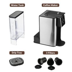 Mecity Coffee Maker 3 in 1 Single Serve Coffee Machine, Compatible with K cup Capsules, Instant Coffee Pot, Tea maker