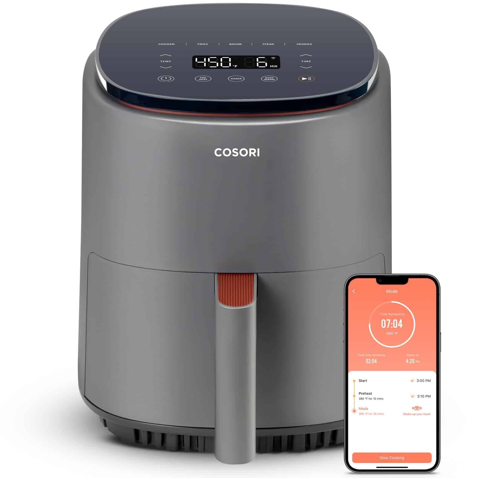 COSORI Air Fryer 4 Qt, 7 Cooking Functions Airfryer, Lite 4.0-Quart, Smart, Truffle Gray