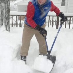 Snow Joe Shovelution Strain-Reducing Snow Shovel w/Spring Assisted Handle, Blue (18-Inch, Original)