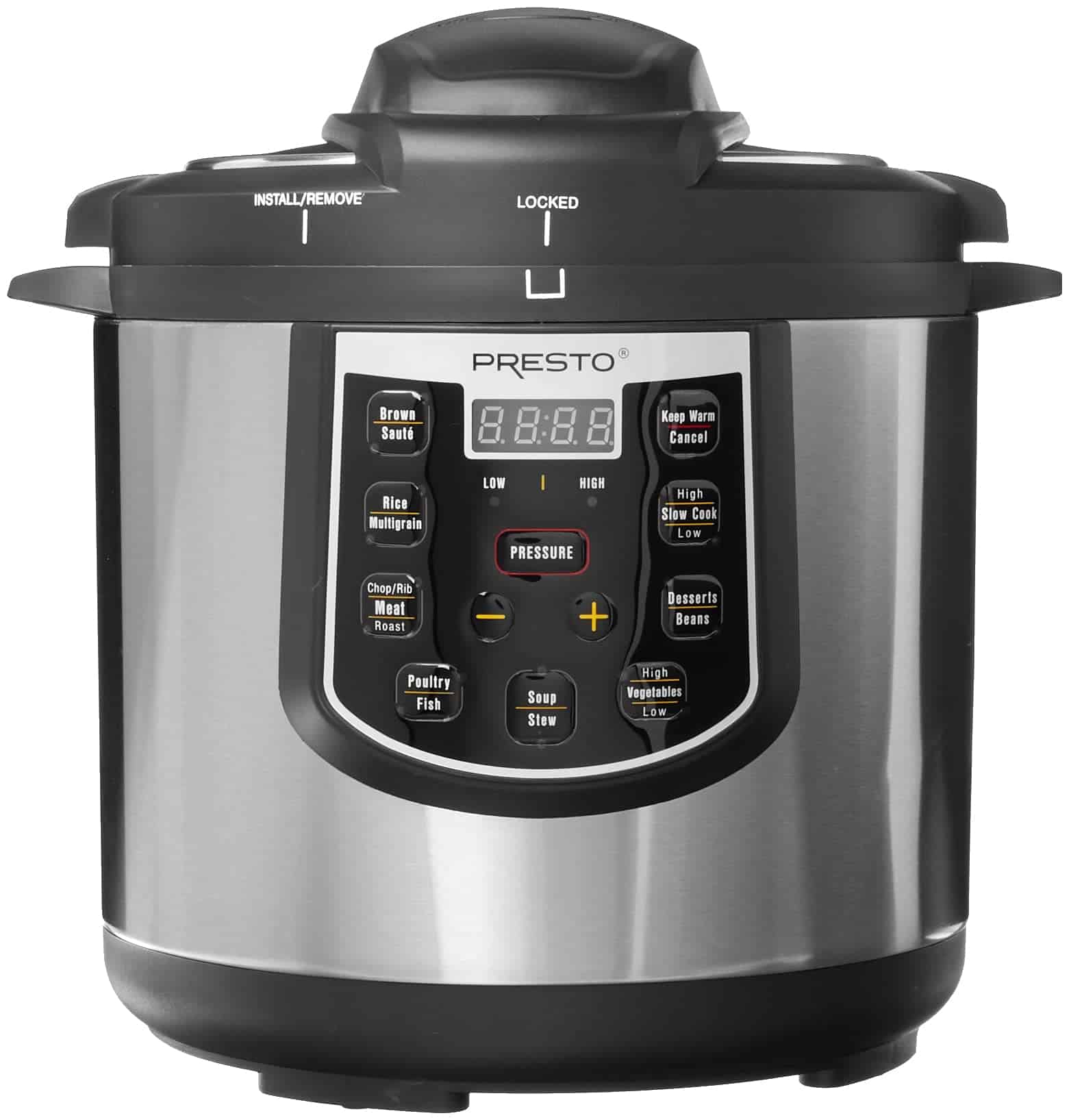 Presto 02141 6-Quart Electric Pressure Cooker, Black, Silver, Stainless steel