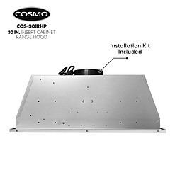 COSMO COS-30IRHP 30 in. Insert Range Hood with Push Button Controls, 3-Speed Fan, LED Lights and Permanent Filters in Stainless Steel