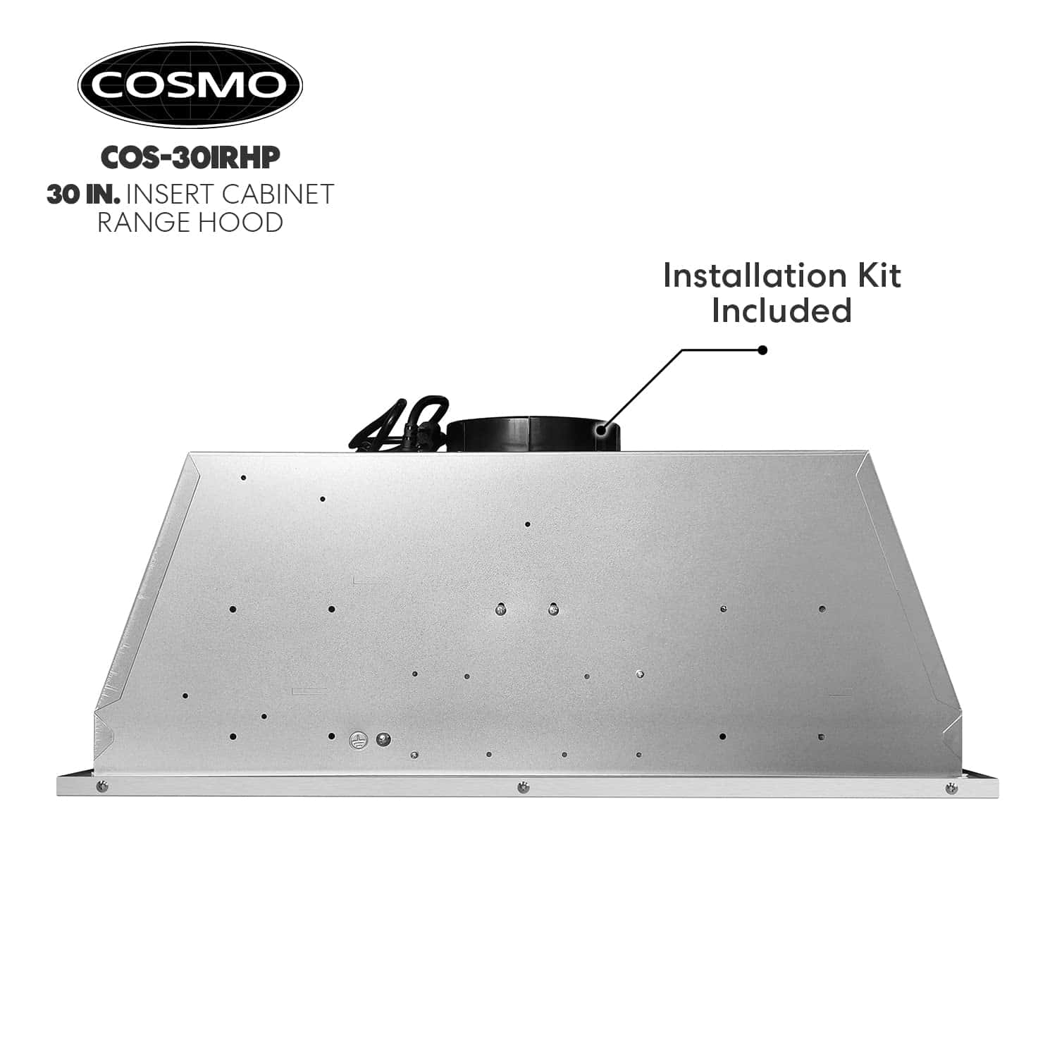 COSMO COS-30IRHP 30 in. Insert Range Hood with Push Button Controls, 3-Speed Fan, LED Lights and Permanent Filters in Stainless Steel