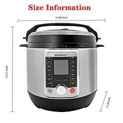 KINGBULL 12-in-1 Electric Pressure Cooker, Stainless Steel/Black (6 Quart)