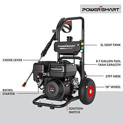 PowserSmart Gas Pressure Washer 3200 PSI, 2.5 GPM with Soap Tank, Metal Spray Wand, 5 Nozzles for House, Driveways (DB1051)