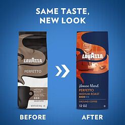 Lavazza House Blend Perfetto Ground Coffee 6 Bags of 12oz, Medium Roast, Full-bodied, Intensity 3/5, Arabica, Package May Vary