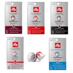 Illy Espresso – Nespresso Compatible Coffee Capsules. All 5 Blends Variety Pack: Intenso, Classico, Forte, Lungo, Decaf