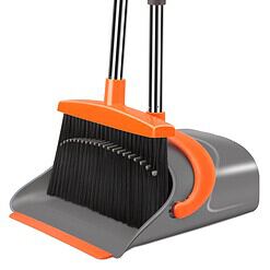 Broom and Dustpan Set for Home, Broom and Dustpan Combo for Office (Gray & Orange)