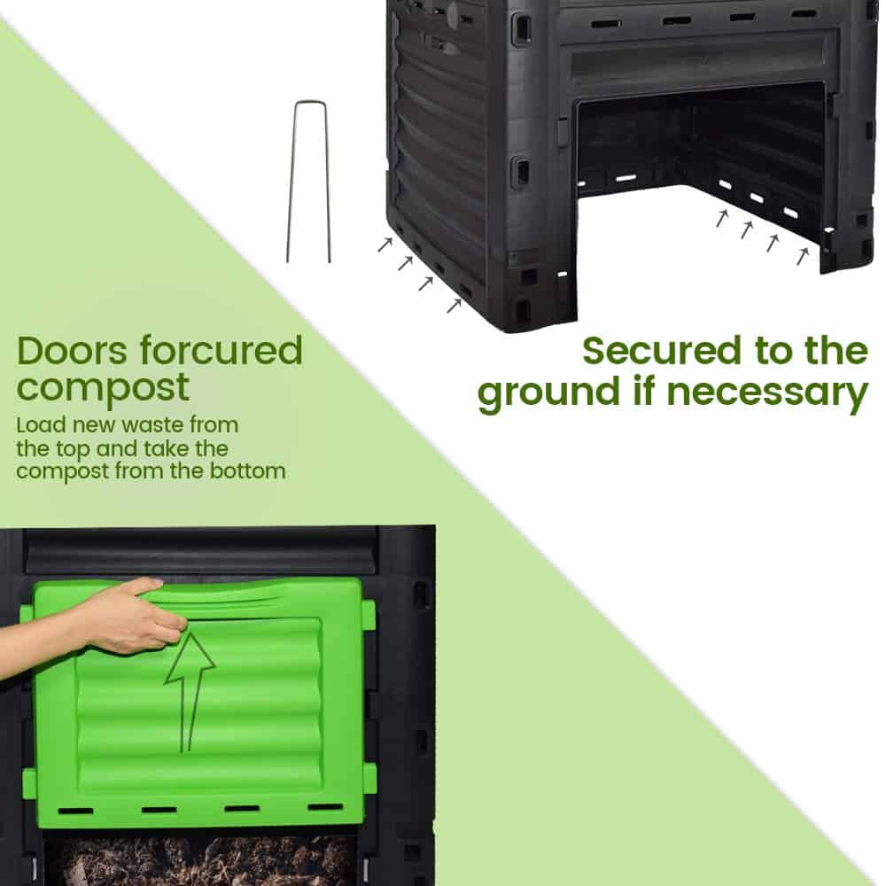 EJWOX Garden Compost Bin from BPA Free Material, 80 Gallon(300 L), Easy Assembling, Large Capacity, Fast Creation of Fertile Soil