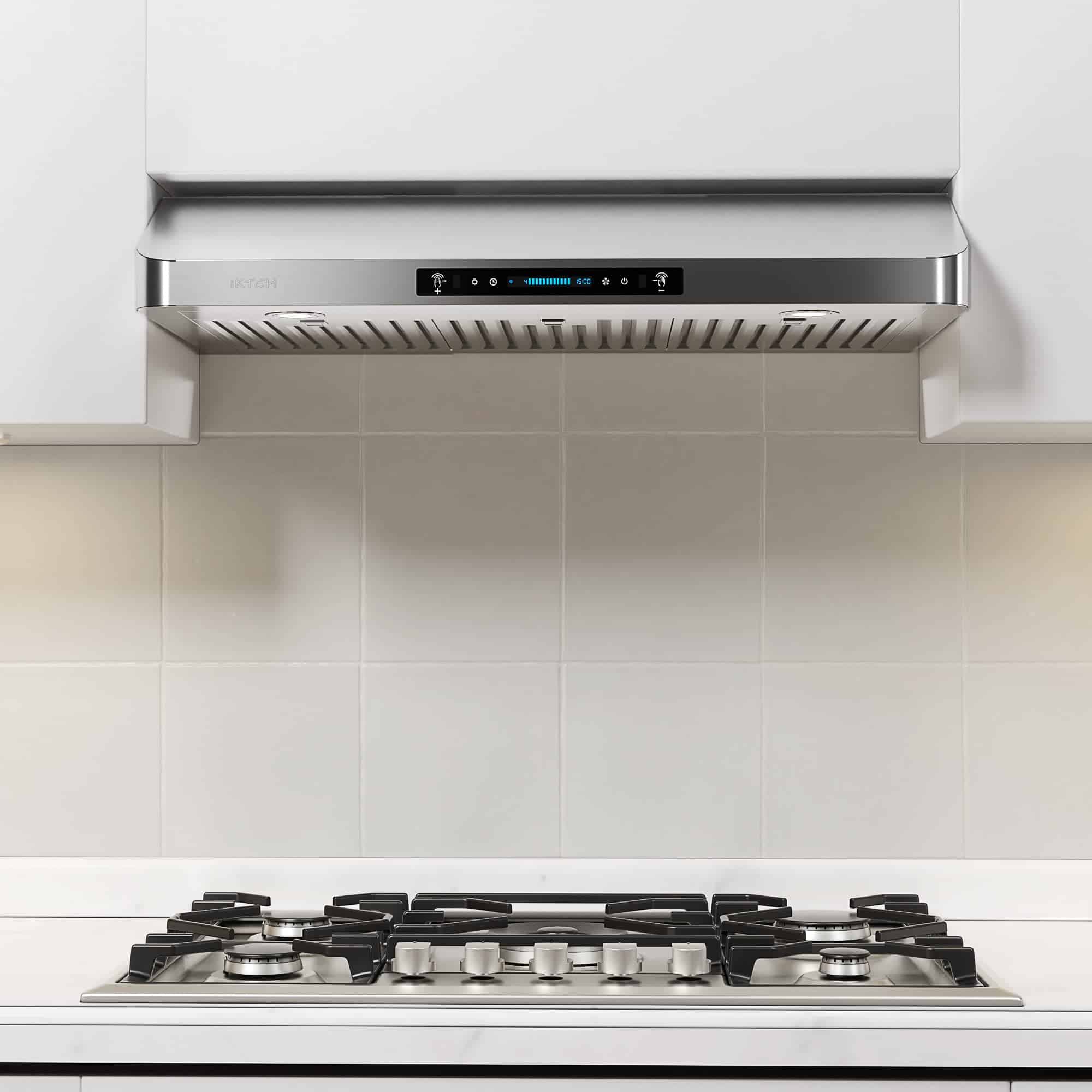IKTCH 30 Inch Under Cabinet Range Hood with 900-CFM, 4 Speed Gesture Sensing & Touch Control Panel (IKC01-30)