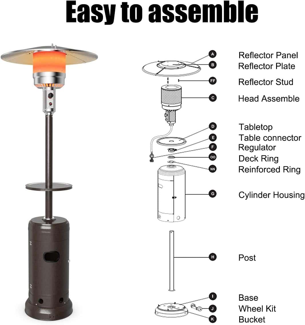 Tangkula 48,000 BTU Propane Patio Heater with Wheels, Outdoor Heaters for Patio